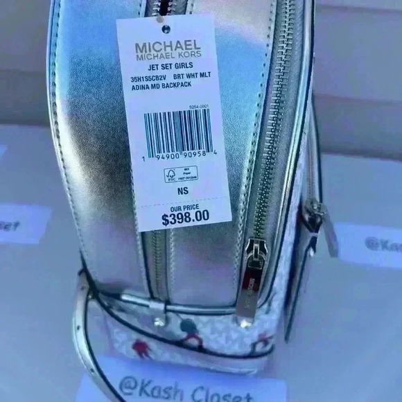 Michael Kors Backpack Adina Medium Jet Set Girls MK Signature Bright White Multi - Picture 8 of 12